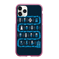 Чехол iPhone 11 Pro матовый Доктор Кто: узор, цвет: 3D-малиновый