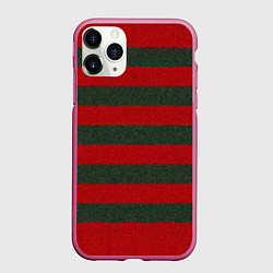 Чехол iPhone 11 Pro матовый Красно-полосатый, цвет: 3D-малиновый