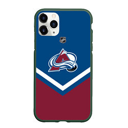 Чехол iPhone 11 Pro матовый NHL: Colorado Avalanche, цвет: 3D-темно-зеленый