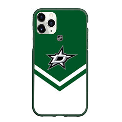 Чехол iPhone 11 Pro матовый NHL: Dallas Stars, цвет: 3D-темно-зеленый