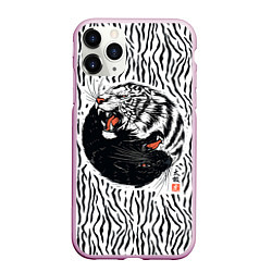 Чехол iPhone 11 Pro матовый Yin Yang Tigers, цвет: 3D-розовый