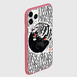 Чехол iPhone 11 Pro матовый Yin Yang Tigers, цвет: 3D-малиновый — фото 2