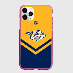 Чехол iPhone 11 Pro матовый NHL: Nashville Predators, цвет: 3D-малиновый