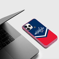 Чехол iPhone 11 Pro матовый NHL: Washington Capitals, цвет: 3D-малиновый — фото 2