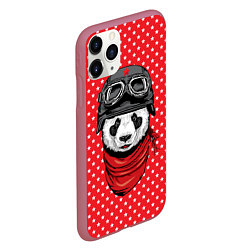 Чехол iPhone 11 Pro матовый Панда пилот, цвет: 3D-малиновый — фото 2