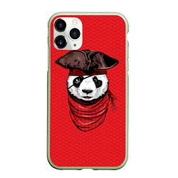 Чехол iPhone 11 Pro матовый Панда пират, цвет: 3D-салатовый