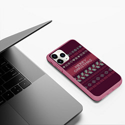 Чехол iPhone 11 Pro матовый Merry Christmas, цвет: 3D-малиновый — фото 2