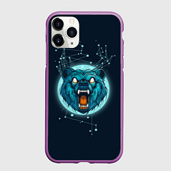 Чехол iPhone 11 Pro матовый Космический медведь, цвет: 3D-фиолетовый