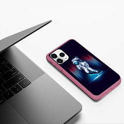 Чехол iPhone 11 Pro матовый Космический скейтбордист, цвет: 3D-малиновый — фото 2