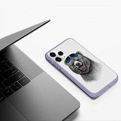 Чехол iPhone 11 Pro матовый Счастливый медведь, цвет: 3D-светло-сиреневый — фото 2