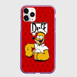 Чехол iPhone 11 Pro матовый Duff Beer, цвет: 3D-фиолетовый