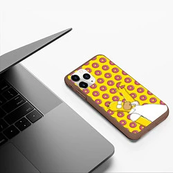 Чехол iPhone 11 Pro матовый Пончики Гомера Симпсона, цвет: 3D-коричневый — фото 2