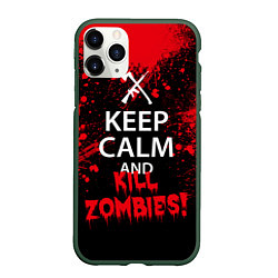 Чехол iPhone 11 Pro матовый Keep Calm & Kill Zombies, цвет: 3D-темно-зеленый