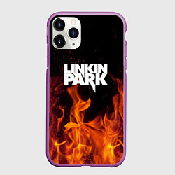 Чехол iPhone 11 Pro матовый Linkin Park: Hell Flame, цвет: 3D-фиолетовый