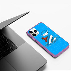 Чехол iPhone 11 Pro матовый Акула хоккейный фанат, цвет: 3D-фиолетовый — фото 2