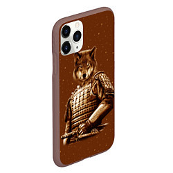 Чехол iPhone 11 Pro матовый Волк самурай, цвет: 3D-коричневый — фото 2