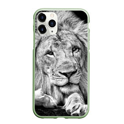 Чехол iPhone 11 Pro матовый Милый лев, цвет: 3D-салатовый