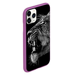 Чехол iPhone 11 Pro матовый Рык львицы, цвет: 3D-фиолетовый — фото 2