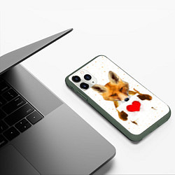 Чехол iPhone 11 Pro матовый Влюбленная лиса, цвет: 3D-темно-зеленый — фото 2
