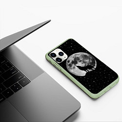 Чехол iPhone 11 Pro матовый Лунный волк, цвет: 3D-салатовый — фото 2
