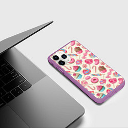 Чехол iPhone 11 Pro матовый Радости для сладости, цвет: 3D-фиолетовый — фото 2