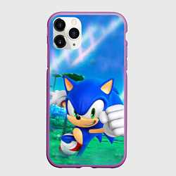 Чехол iPhone 11 Pro матовый Sonic Boom, цвет: 3D-фиолетовый