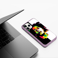 Чехол iPhone 11 Pro матовый Bob Marley: Colors, цвет: 3D-сиреневый — фото 2