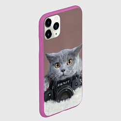 Чехол iPhone 11 Pro матовый Котик фотограф, цвет: 3D-фиолетовый — фото 2