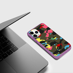 Чехол iPhone 11 Pro матовый Цветной камуфляж, цвет: 3D-фиолетовый — фото 2