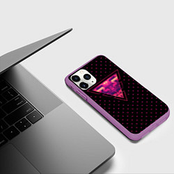 Чехол iPhone 11 Pro матовый Треугольная геометрия, цвет: 3D-фиолетовый — фото 2