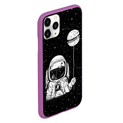 Чехол iPhone 11 Pro матовый Астронавт с шариком, цвет: 3D-фиолетовый — фото 2