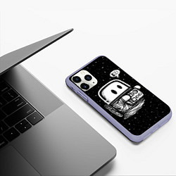 Чехол iPhone 11 Pro матовый Космонавт привидение, цвет: 3D-светло-сиреневый — фото 2
