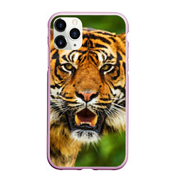 Чехол iPhone 11 Pro матовый Тигр, цвет: 3D-розовый