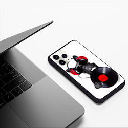 Чехол iPhone 11 Pro матовый DJ бульдог, цвет: 3D-черный — фото 2