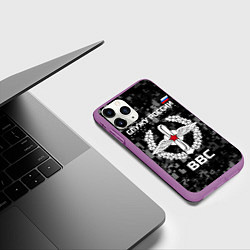 Чехол iPhone 11 Pro матовый ВВС: Служу России, цвет: 3D-фиолетовый — фото 2