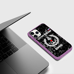 Чехол iPhone 11 Pro матовый ВМФ: Служу России, цвет: 3D-фиолетовый — фото 2