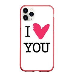 Чехол iPhone 11 Pro матовый I Iove you, цвет: 3D-красный