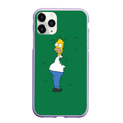 Чехол iPhone 11 Pro матовый Гомер в кустах, цвет: 3D-светло-сиреневый