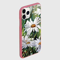 Чехол iPhone 11 Pro матовый Ромашки, цвет: 3D-малиновый — фото 2