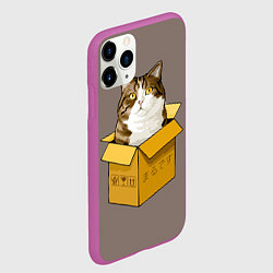 Чехол iPhone 11 Pro матовый Котик в коробке, цвет: 3D-фиолетовый — фото 2