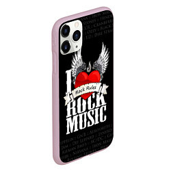 Чехол iPhone 11 Pro матовый I Love Rock Music, цвет: 3D-розовый — фото 2