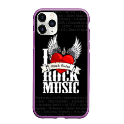 Чехол iPhone 11 Pro матовый I Love Rock Music, цвет: 3D-фиолетовый