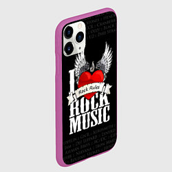 Чехол iPhone 11 Pro матовый I Love Rock Music, цвет: 3D-фиолетовый — фото 2