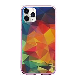 Чехол iPhone 11 Pro матовый Цветные полигоны, цвет: 3D-розовый