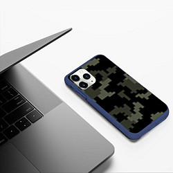 Чехол iPhone 11 Pro матовый Камуфляж пиксельный: черный/серый, цвет: 3D-тёмно-синий — фото 2