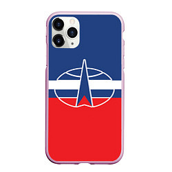 Чехол iPhone 11 Pro матовый Флаг космический войск РФ, цвет: 3D-розовый