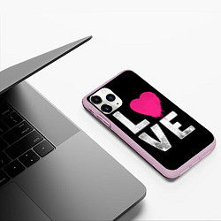 Чехол iPhone 11 Pro матовый Love Heart, цвет: 3D-розовый — фото 2