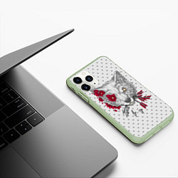 Чехол iPhone 11 Pro матовый Волчья ярость, цвет: 3D-салатовый — фото 2