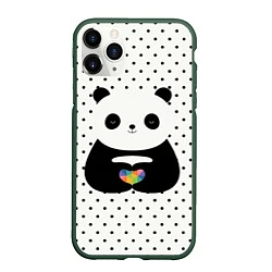 Чехол iPhone 11 Pro матовый Любовь панды, цвет: 3D-темно-зеленый