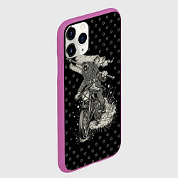 Чехол iPhone 11 Pro матовый Медведь мотоциклист, цвет: 3D-фиолетовый — фото 2